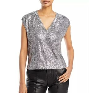 Aqua Sequin Shell Top, Size L